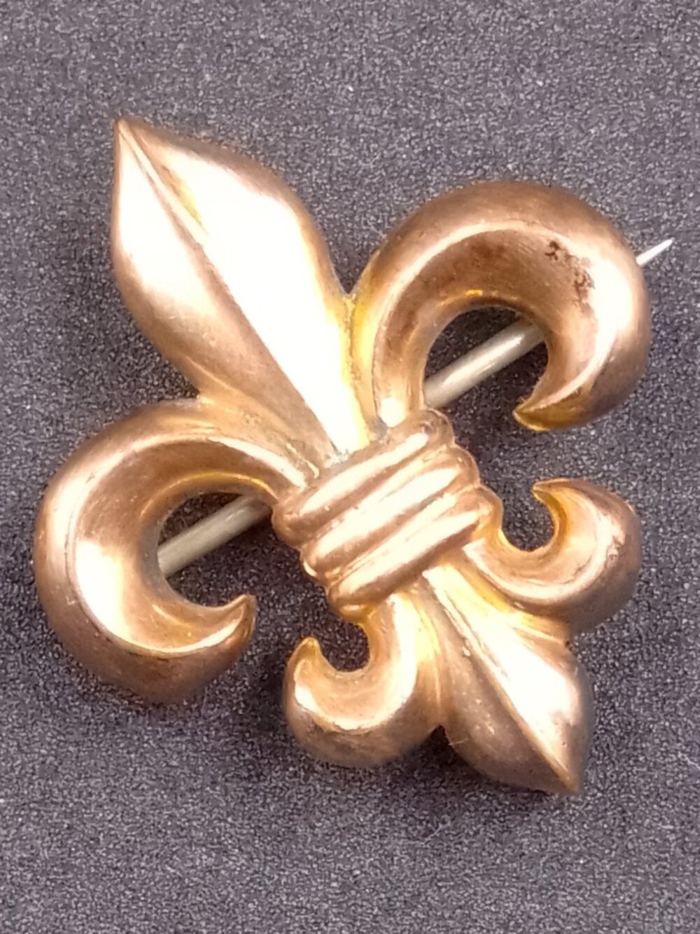 Victorian Art Nouveau Antique Vintage Watch Fob Pin Gold Filled Fleur de Lis